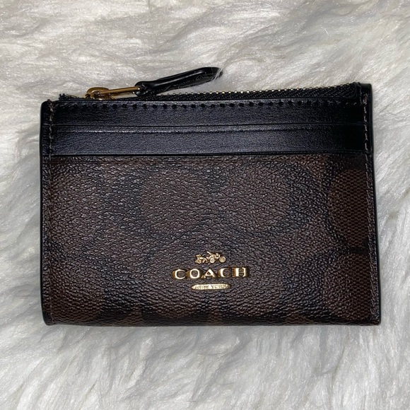 Coach Mini Skinny ID Case in Signature Canvas in Brown / Black - Picture 2 of 5